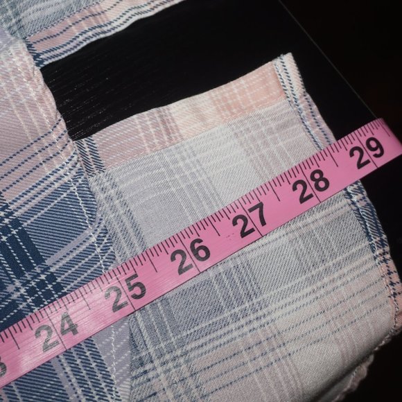 Bloomingdales Aqua Plaid Button Down Top - Picture 7 of 7